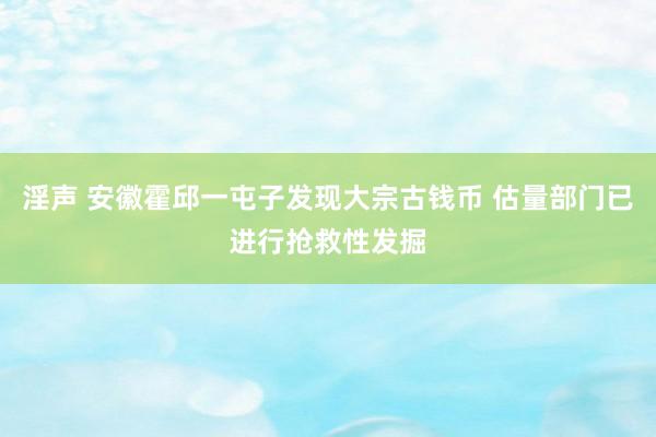 淫声 安徽霍邱一屯子发现大宗古钱币 估量部门已进行抢救性发掘