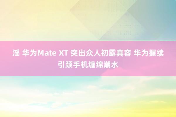 淫 华为Mate XT 突出众人初露真容 华为握续引颈手机缠绵潮水