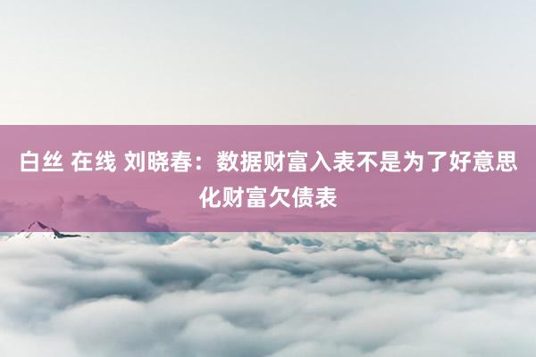 白丝 在线 刘晓春：数据财富入表不是为了好意思化财富欠债表