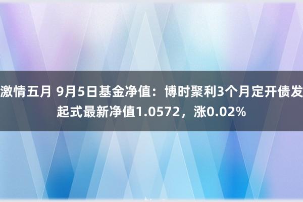 激情五月 9月5日基金净值：博时聚利3个月定开债发起式最新净值1.0572，涨0.02%