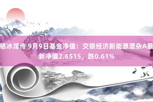 骆冰淫传 9月9日基金净值：交银经济新能源混杂A最新净值2.6515，跌0.61%