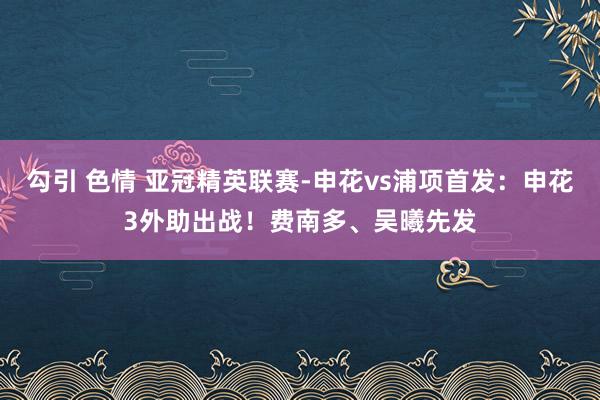 勾引 色情 亚冠精英联赛-申花vs浦项首发：申花3外助出战！费南多、吴曦先发