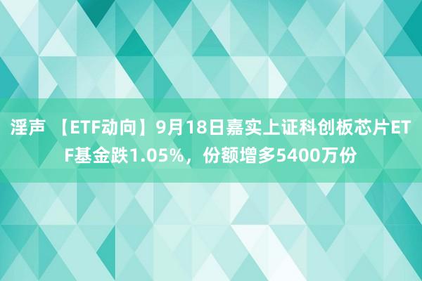 淫声 【ETF动向】9月18日嘉实上证科创板芯片ETF基金跌1.05%，份额增多5400万份