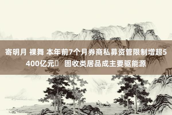 寄明月 裸舞 本年前7个月券商私募资管限制增超5400亿元​ 固收类居品成主要驱能源