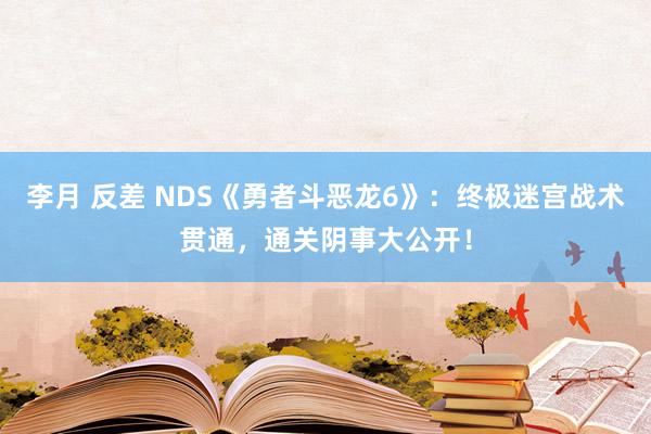 李月 反差 NDS《勇者斗恶龙6》：终极迷宫战术贯通，通关阴事大公开！