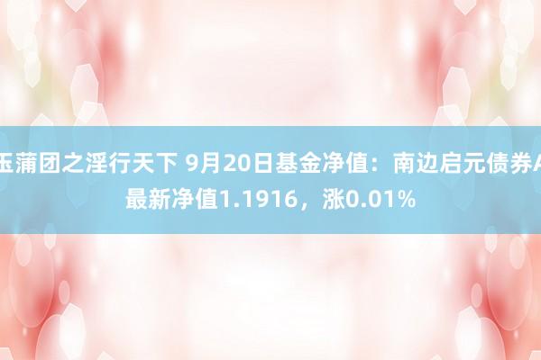 玉蒲团之淫行天下 9月20日基金净值：南边启元债券A最新净值1.1916，涨0.01%