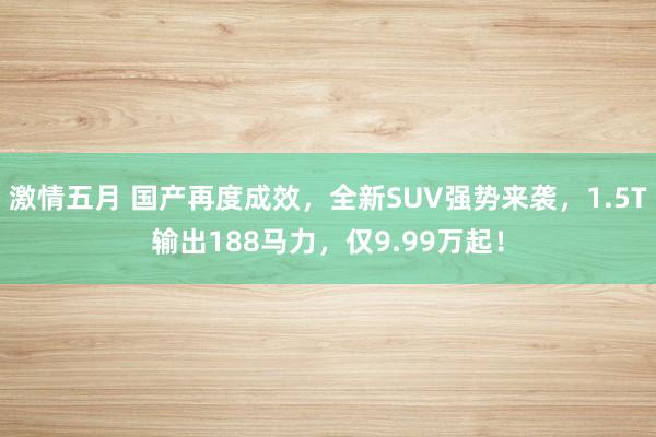 激情五月 国产再度成效，全新SUV强势来袭，1.5T输出188马力，仅9.99万起！