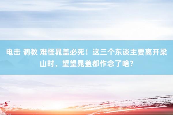 电击 调教 难怪晁盖必死！这三个东谈主要离开梁山时，望望晁盖都作念了啥？