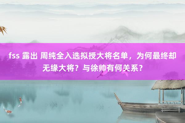 fss 露出 周纯全入选拟授大将名单，为何最终却无缘大将？与徐帅有何关系？