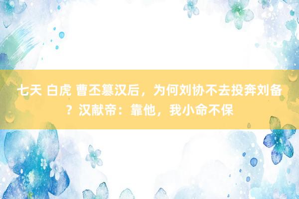 七天 白虎 曹丕篡汉后，为何刘协不去投奔刘备？汉献帝：靠他，我小命不保