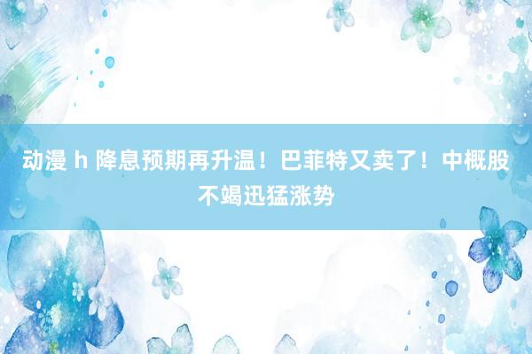 动漫 h 降息预期再升温！巴菲特又卖了！中概股不竭迅猛涨势