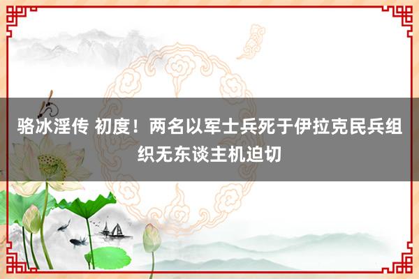 骆冰淫传 初度！两名以军士兵死于伊拉克民兵组织无东谈主机迫切