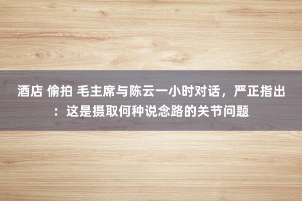 酒店 偷拍 毛主席与陈云一小时对话，严正指出：这是摄取何种说念路的关节问题