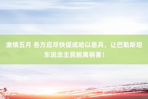 激情五月 各方应尽快促成哈以息兵，让巴勒斯坦东说念主民脱离祸害！