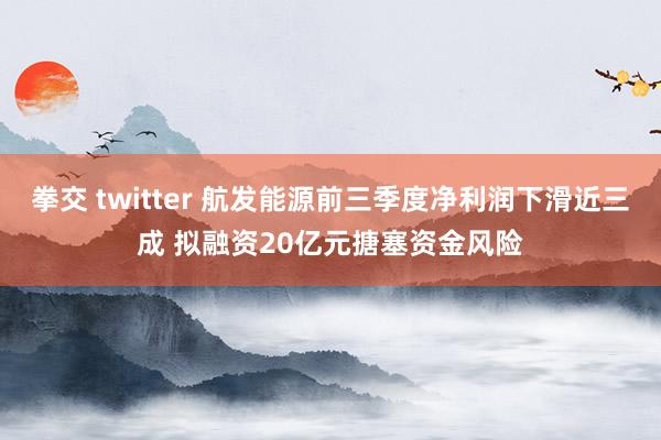 拳交 twitter 航发能源前三季度净利润下滑近三成 拟融资20亿元搪塞资金风险