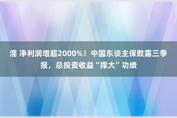 淫 净利润增超2000%！中国东谈主保败露三季报，总投资收益“撑大”功绩