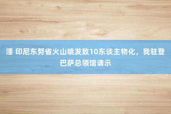 淫 印尼东努省火山喷发致10东谈主物化，我驻登巴萨总领馆请示