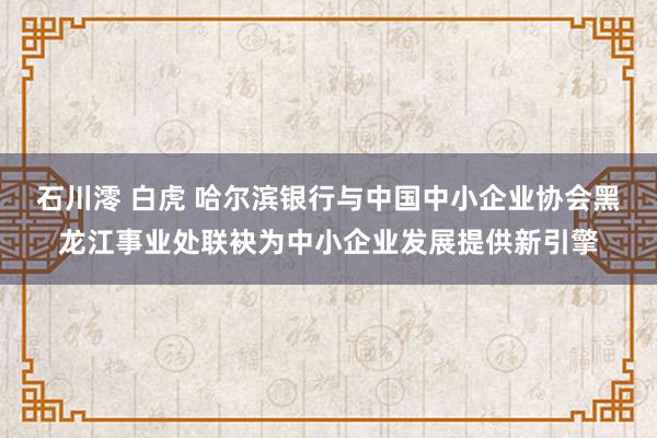 石川澪 白虎 哈尔滨银行与中国中小企业协会黑龙江事业处联袂为中小企业发展提供新引擎