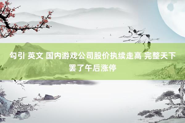 勾引 英文 国内游戏公司股价执续走高 完整天下罢了午后涨停