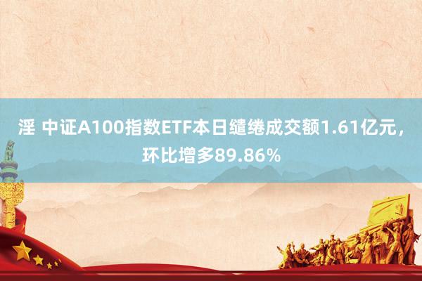 淫 中证A100指数ETF本日缱绻成交额1.61亿元，环比增多89.86%