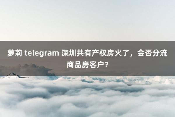 萝莉 telegram 深圳共有产权房火了，会否分流商品房客户？