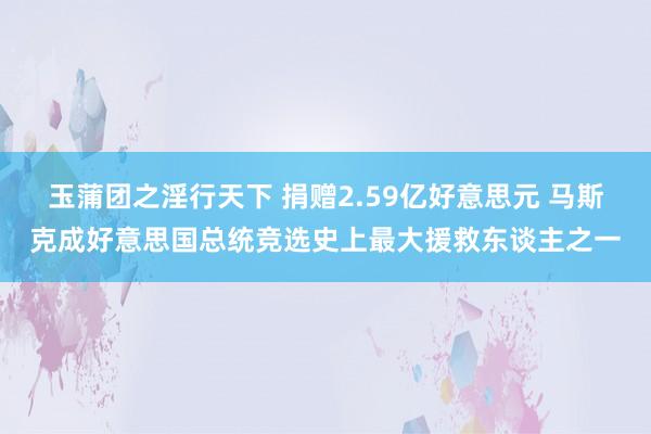 玉蒲团之淫行天下 捐赠2.59亿好意思元 马斯克成好意思国总统竞选史上最大援救东谈主之一