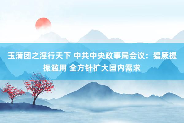 玉蒲团之淫行天下 中共中央政事局会议：猖厥提振滥用 全方针扩大国内需求