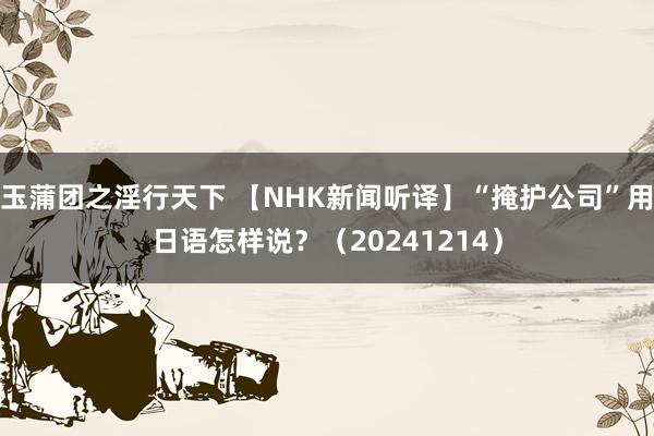 玉蒲团之淫行天下 【NHK新闻听译】“掩护公司”用日语怎样说？（20241214）