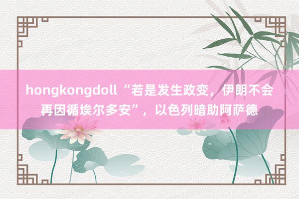 hongkongdoll “若是发生政变，伊朗不会再因循埃尔多安”，以色列暗助阿萨德