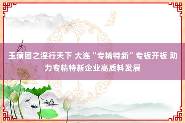 玉蒲团之淫行天下 大连“专精特新”专板开板 助力专精特新企业高质料发展