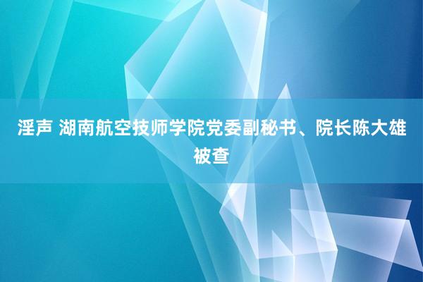 淫声 湖南航空技师学院党委副秘书、院长陈大雄被查