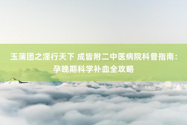 玉蒲团之淫行天下 成皆附二中医病院科普指南：孕晚期科学补血全攻略