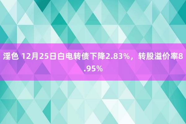 淫色 12月25日白电转债下降2.83%，转股溢价率8.95%