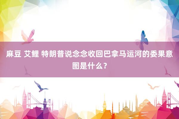 麻豆 艾鲤 特朗普说念念收回巴拿马运河的委果意图是什么？