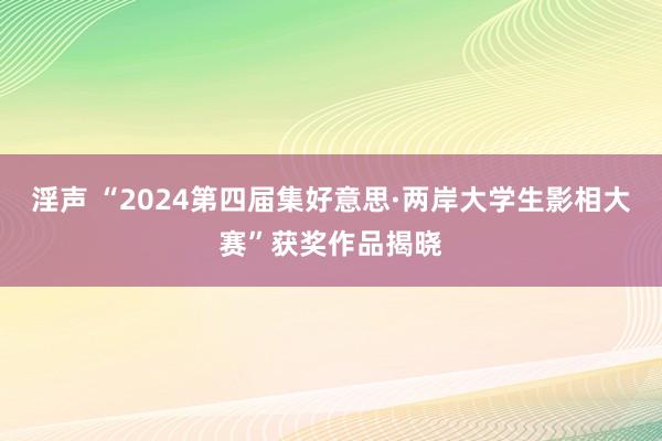 淫声 “2024第四届集好意思·两岸大学生影相大赛”获奖作品揭晓