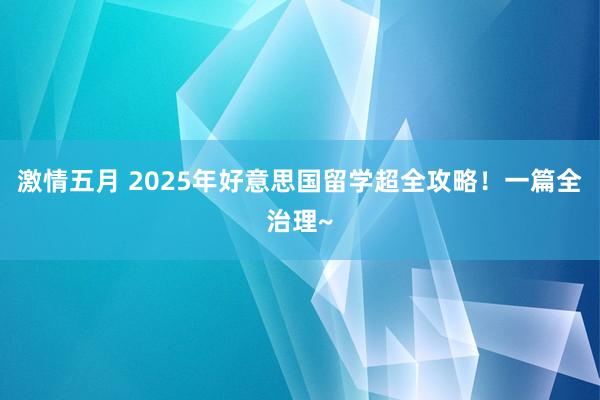 激情五月 2025年好意思国留学超全攻略！一篇全治理~