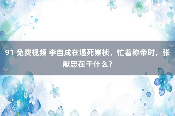 91 免费视频 李自成在逼死崇祯，忙着称帝时，张献忠在干什么？