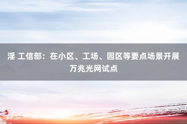 淫 工信部：在小区、工场、园区等要点场景开展万兆光网试点