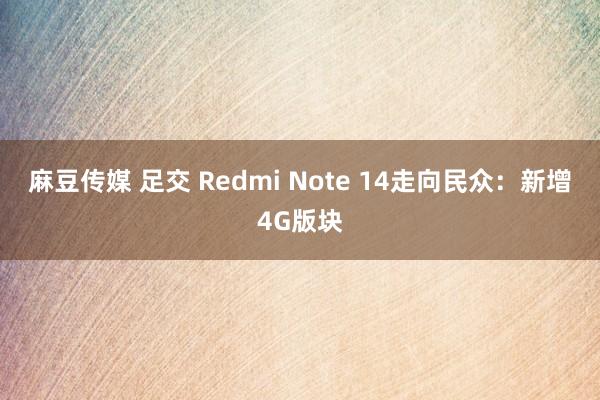 麻豆传媒 足交 Redmi Note 14走向民众：新增4G版块